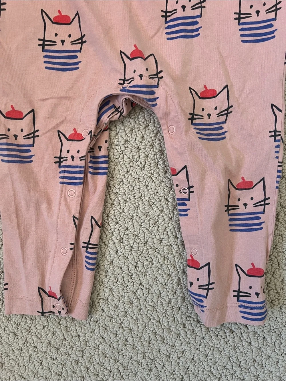 Tea Collection Pink Cat-Print Long-Sleeve One-Piece